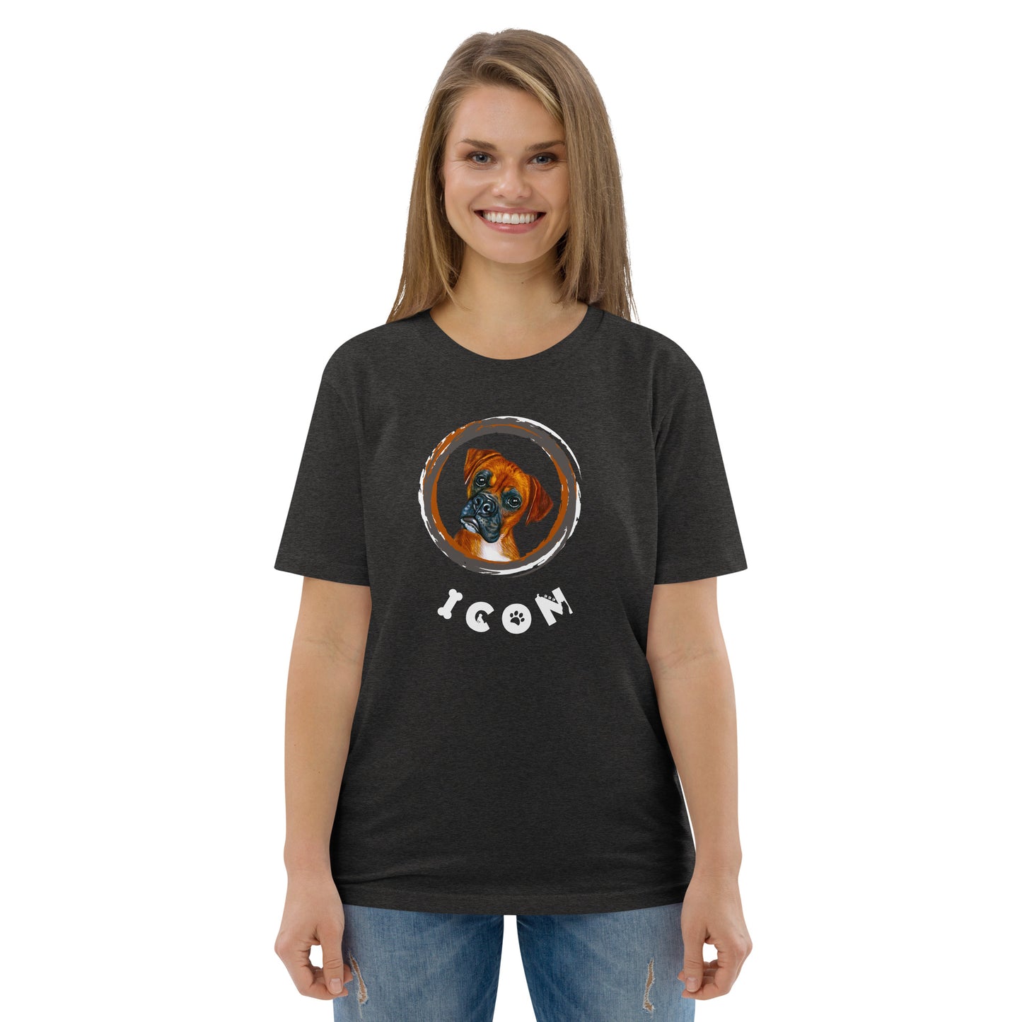 Boxer Dog TShirt Funny Dog Icon Shirt Unisex Organic Cotton T-Shirt