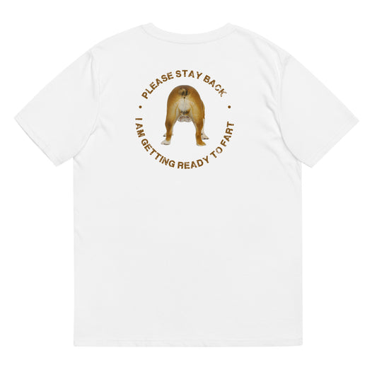 Funny Dog TShirt Humorous Dog Baring Backside Threatening To Fart Unisex Organic Cotton T-Shirt