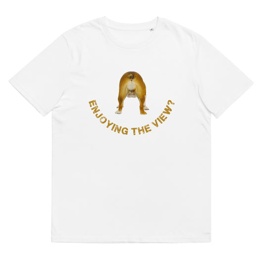 British Bulldog TShirt Funny Dog Baring Backside Unisex Organic Cotton T-Shirt