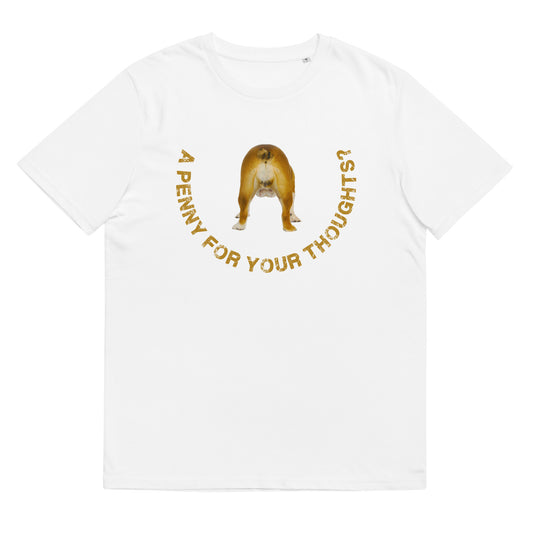 British Bulldog TShirt Dog Baring Backside Funny Caption Unisex Organic Cotton T-Shirt