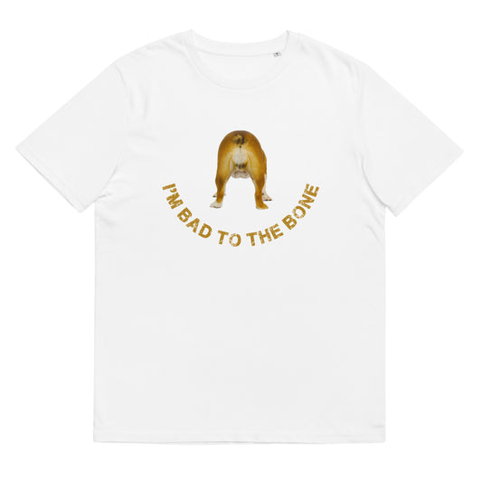 British Bulldog TShirt Dog Baring Backside Funny Caption Unisex Organic Cotton T-Shirt