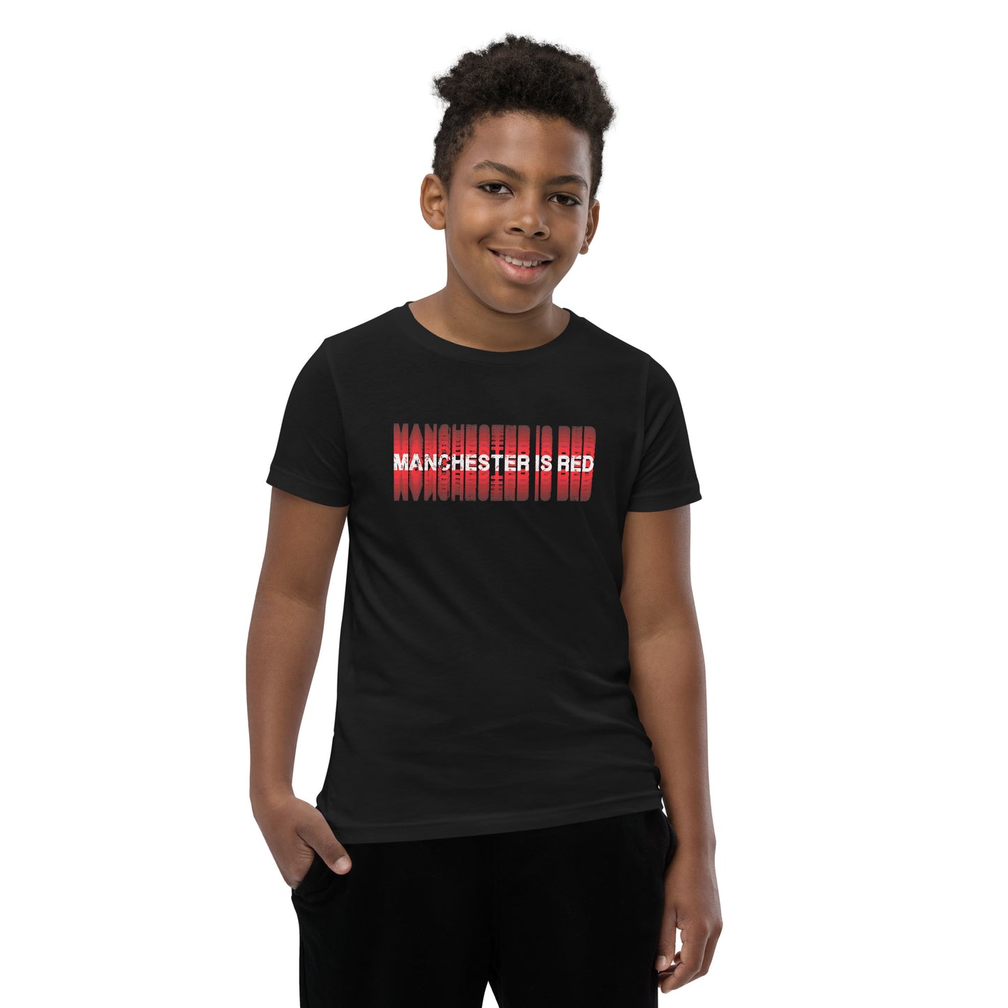 Manchester Is Red Youth TShirt United Football Shirt Funny Utd Slogan Unisex Kids T-Shirt