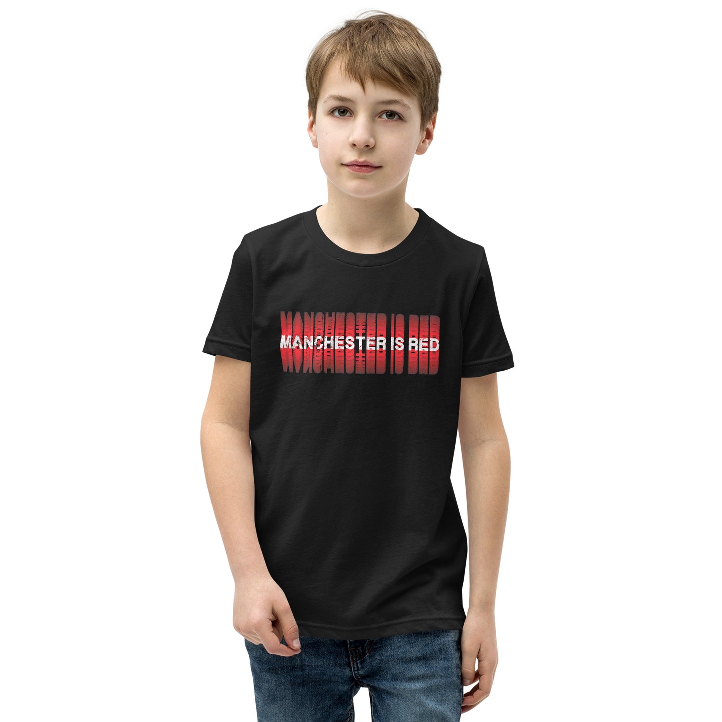 Manchester Is Red Youth TShirt United Football Shirt Funny Utd Slogan Unisex Kids T-Shirt