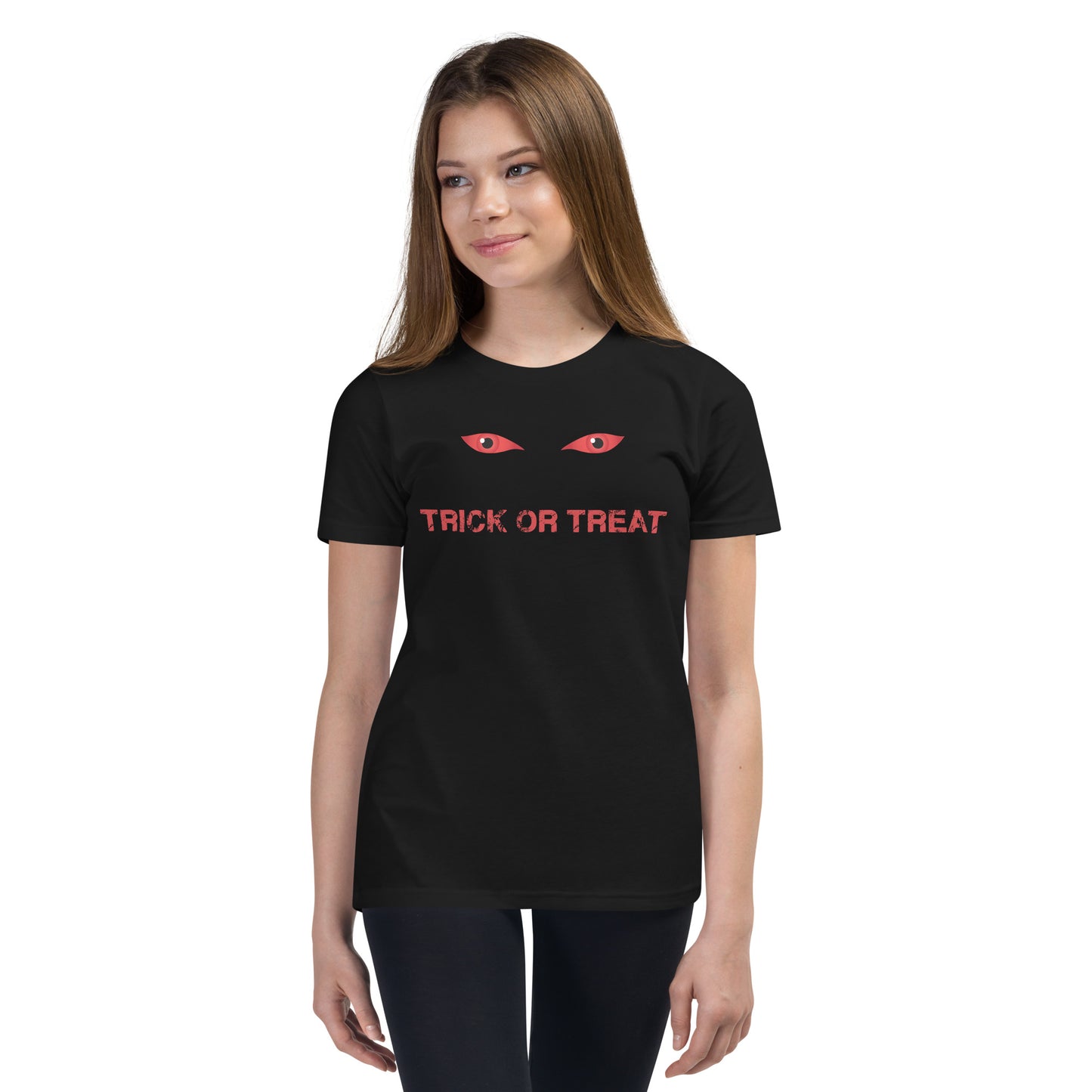 Trick Or Treat Kids Halloween TShirt Spooky Demonic Devil Eye Unisex Youth T-Shirt