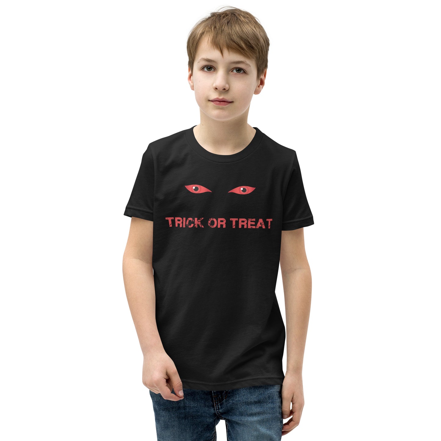 Trick Or Treat Kids Halloween TShirt Spooky Demonic Devil Eye Unisex Youth T-Shirt