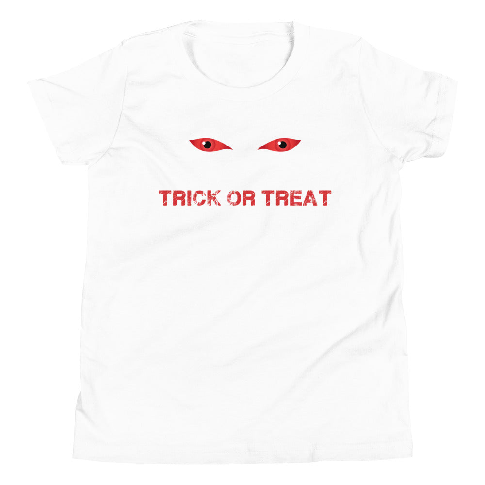 Trick Or Treat Kids Halloween TShirt Spooky Demonic Devil Eye Unisex Youth T-Shirt